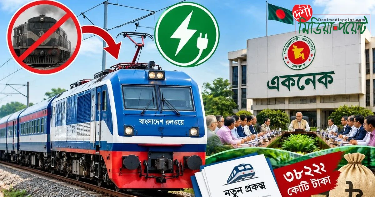 রেলপথে বিদ্যুতায়ন: ৩৮২২ কোটি টাকার যুগান্তকারী প্রকল্প একনেকে অনুমোদন প্রক্রিয়ায়